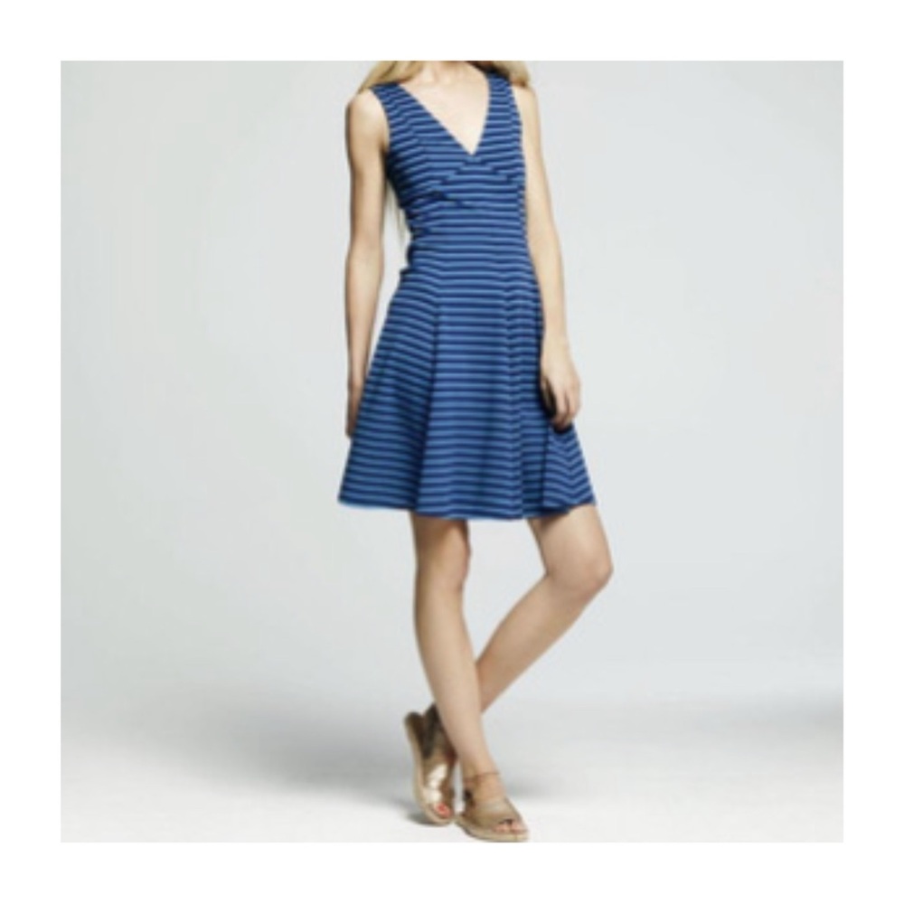 Peter Som Design Nation Dress Blue Striped A Line Sleeveless Sz 12 Nautical #782